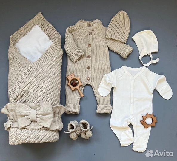 Вязанное одеяло на выписку