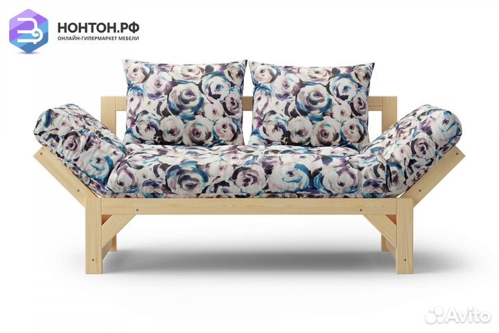 Диван кушетка Амбер голубой с узором