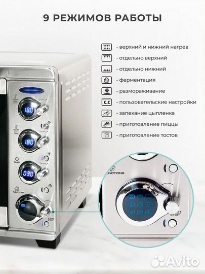 Мини печь с конвекцией и грилем gemlux GL-OR-1538L