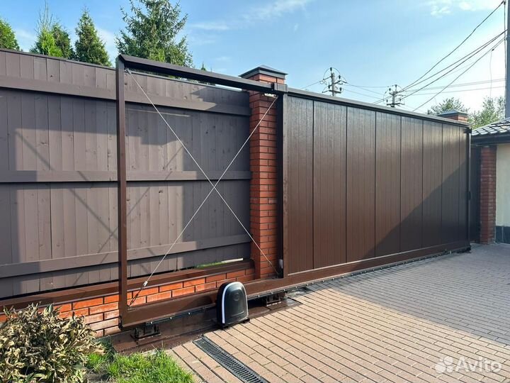 Откатные ворота под ключ устан-ка 1-2 д