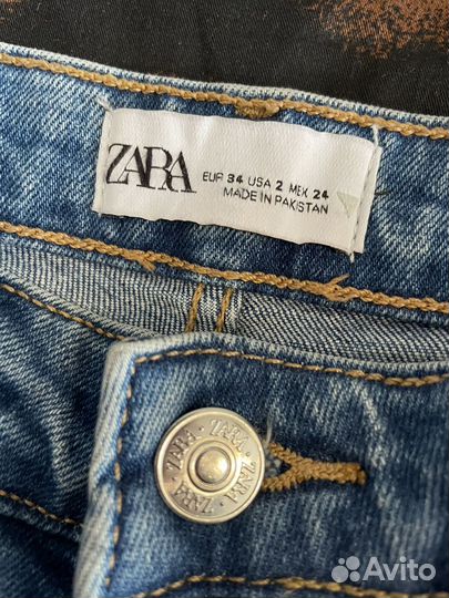 Джинсы zara c разрезами по бокам 34