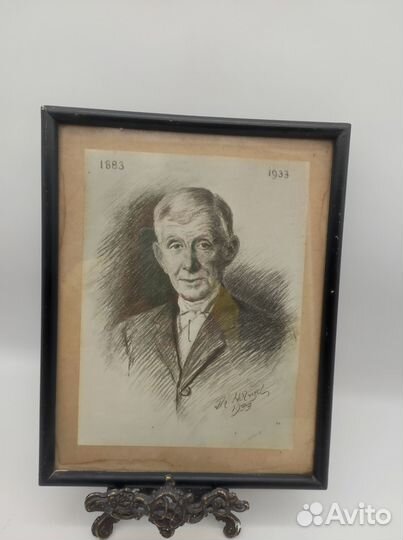Антикварная рама с рисунком, карандаш, размер 24*1
