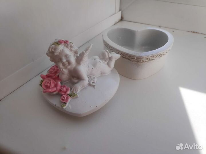 Шкатулка с ангелом для украшений керамика