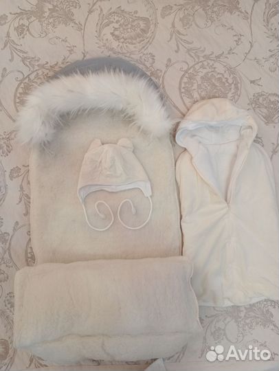 Комплект меховой, конверт на выписку зимний