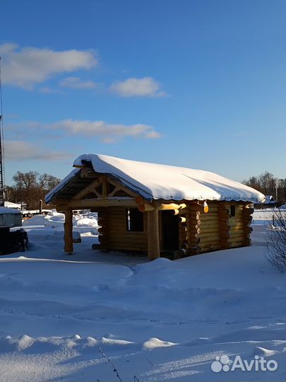 Готовый сруб бани из липы. 5,3х5,3м и 3м веранда