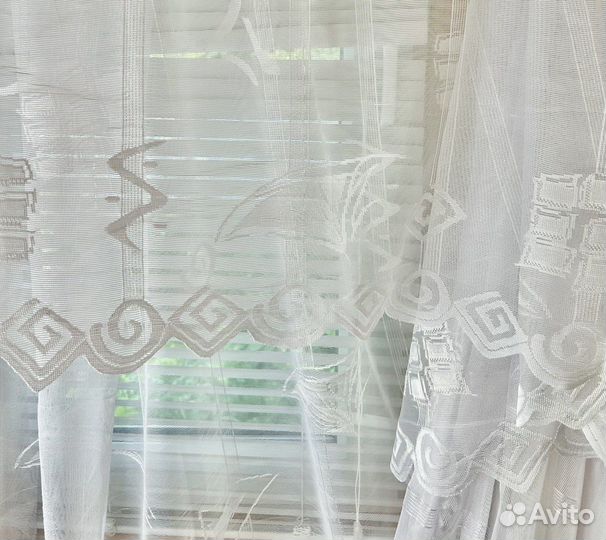 Тюль отрез новый, Занавеска, Крючки, Кольца