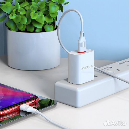 Сзу кабель Apple 8 pin+блок USB Borofone 2.1A