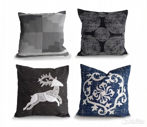 Чехол на подушку дизайнерский, разные варианты