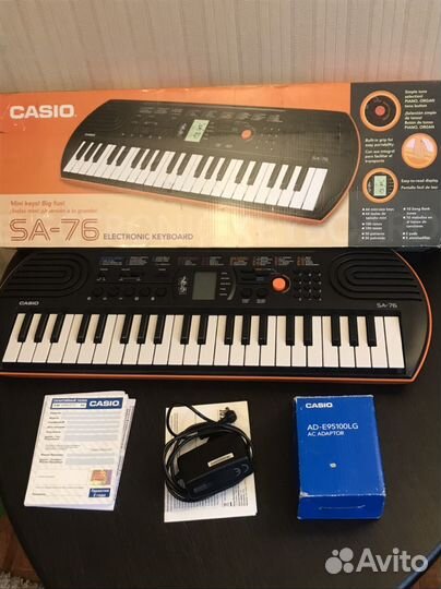 Casio SA 76 синтезатор детский, адаптер casio