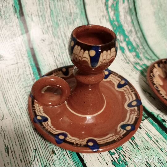 Подсвечники-плошки Пара Болгарская керамика винтаж