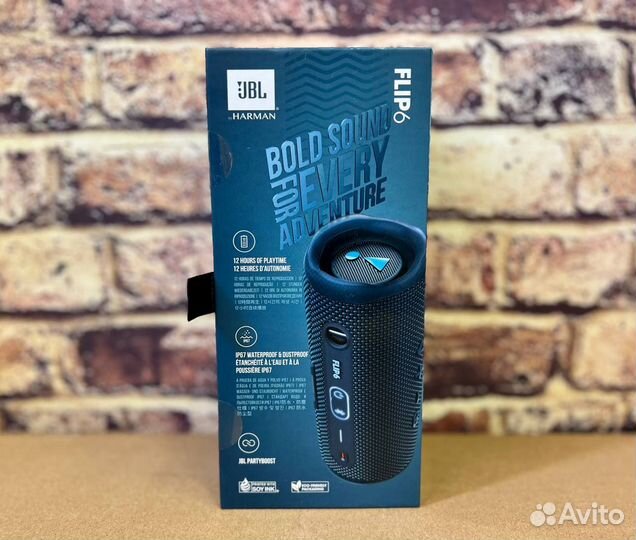 Портативная акустика JBL Flip 6, 30 Вт, синий