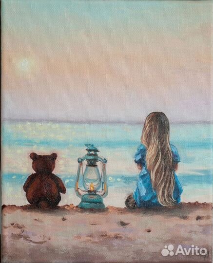 Картина Морской пейзаж. Картина с девочкой