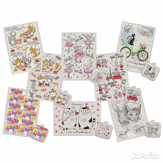 Комплект кухонный Коты полотенце и прихватка в асс