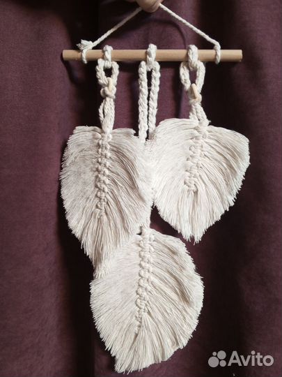 Макраме панно листья