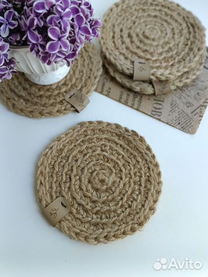 Подставка под горячее (салфетка) из джута