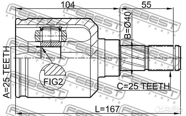 Шрус внутренний левый 25x40x25 (nissan primera P10
