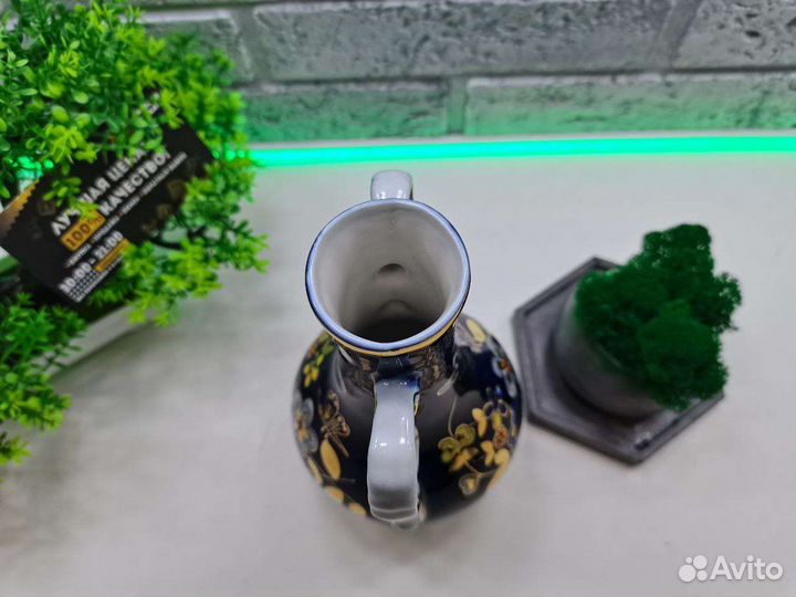 П.7049 Ваза кобальт с позолотой роспись глазурью