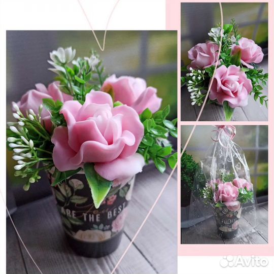 Букет из роз ручной работы