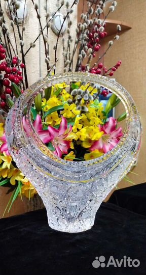 Ваза - корзинка хрусталь. Чехия. Богемия