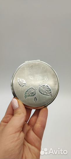 Пудренница карманное зеркало серебрение сер. XX в