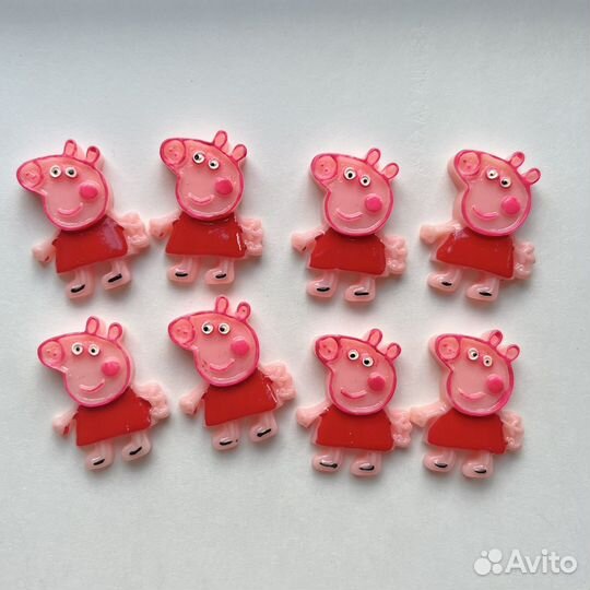 Кабошон Свинка Пеппа. Серединка для бантиков 8 шт