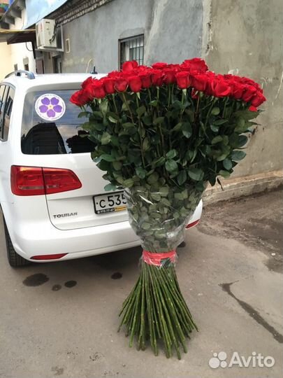 Розы 55 шт метровые красные red roses