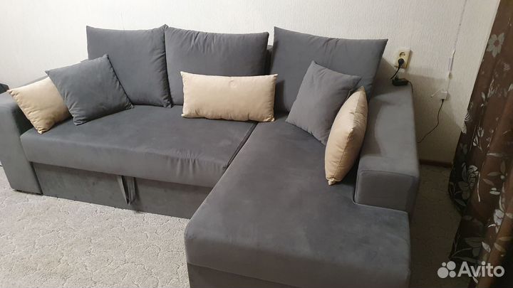 Угловой диван-кровать Мэдисон серо-бежевого цвета