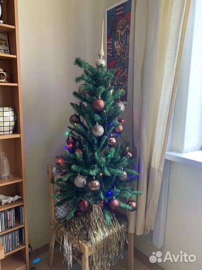 Ель искусственная 120см с украшениями