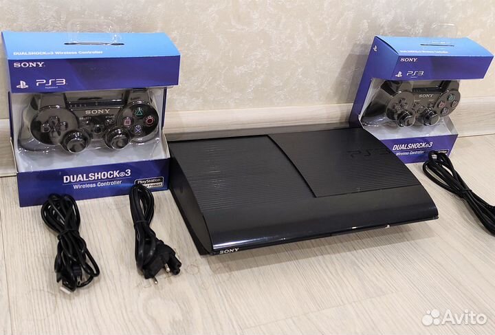 Прошитая Sony PS3 Super Slim 250GB +2 джоя +40 игр