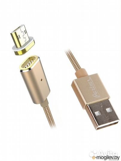Кабель Magnetic USB-microUSB 1.2m 2.1A gold olmio