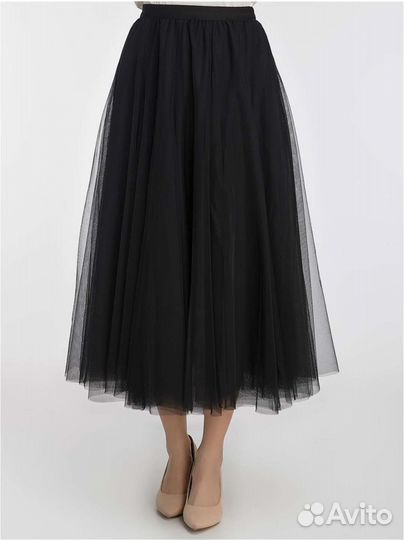 Юбка черная длинная пышная