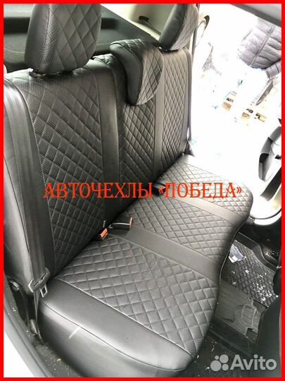 Чехлы Renault Sandero 2 из экокожи чёрные Ромб