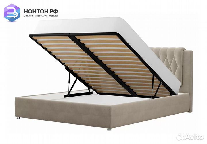 Кровать Камилла велюр бежевый