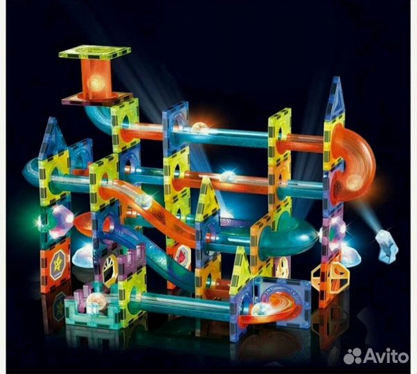 Конструктор магнитный светящийся с шариками