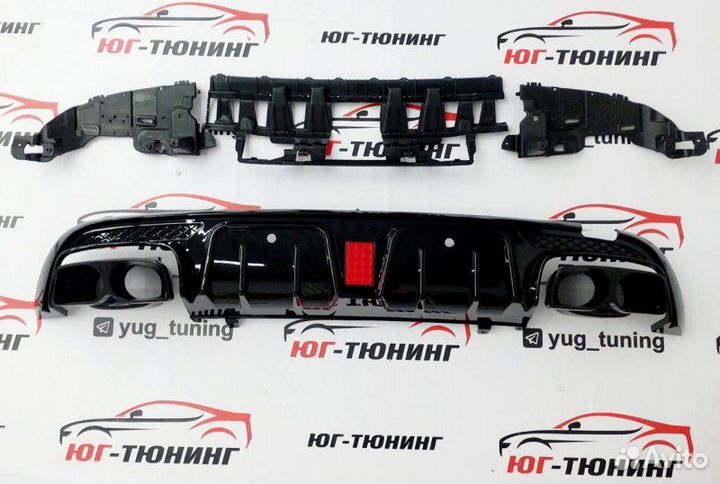 Диффузор С-class w205 B черный черные насадки