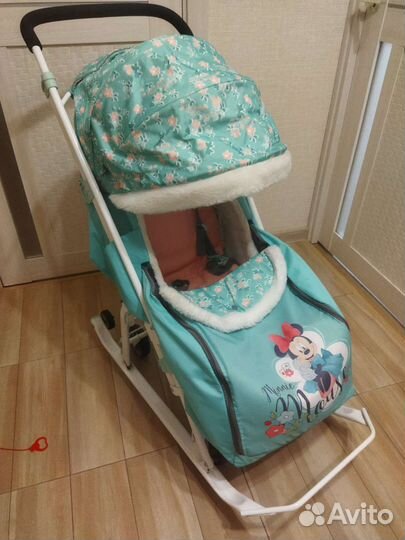 Детские санки коляска с колесами