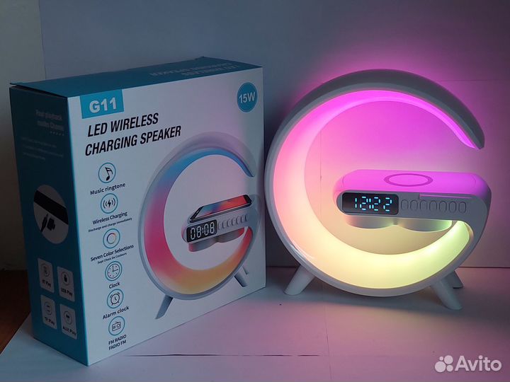 Светильник, колонка, c беспроводной зарядкой 6в1