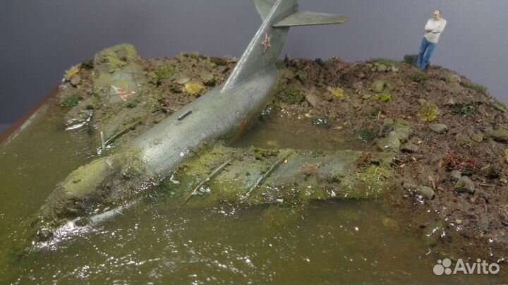 Диорама Миг-15 в болоте