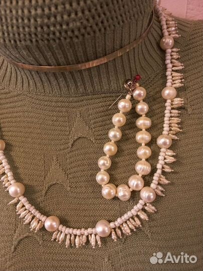 Ожерелье из натурального жемчуга