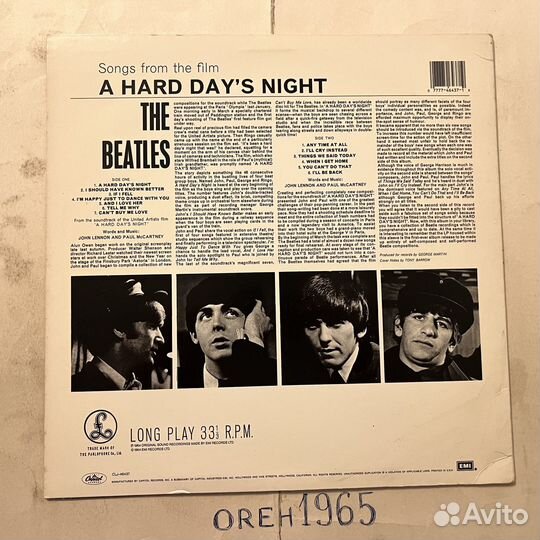 The Beatles – A Hard Day's Night (LP, Mono) 1987