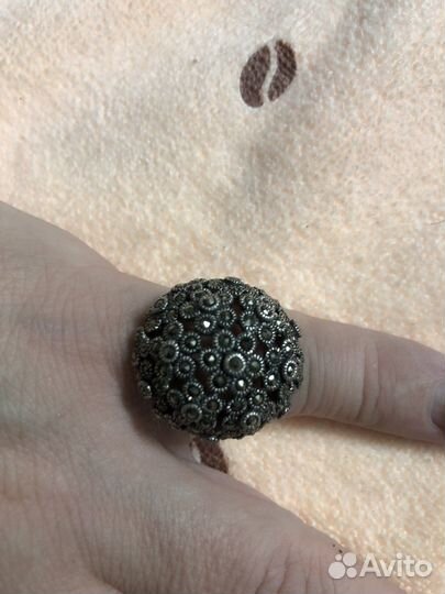 Кольцо серебро марказит