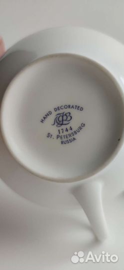 Чайная пара костяной фарфор лвз, ручная роспись