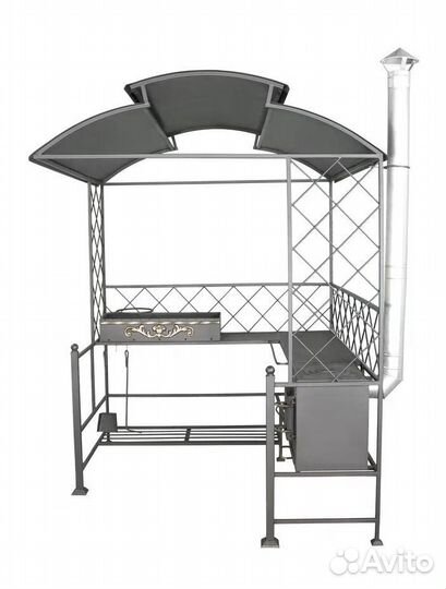 Мангал с печью под казан и крышей от производителя