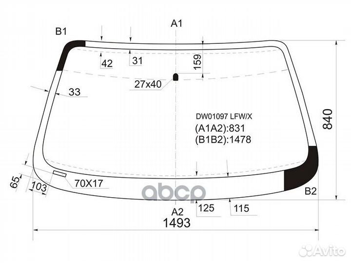 Стекло лобовое ford taurus 4D 86-95 dw01097lfwx