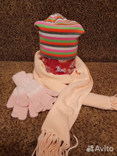 Комплект шапка, шарф, варежки