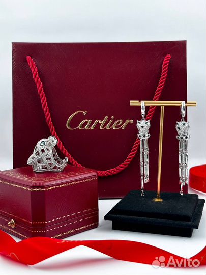 Серебряный комплект Cartier премиум качество