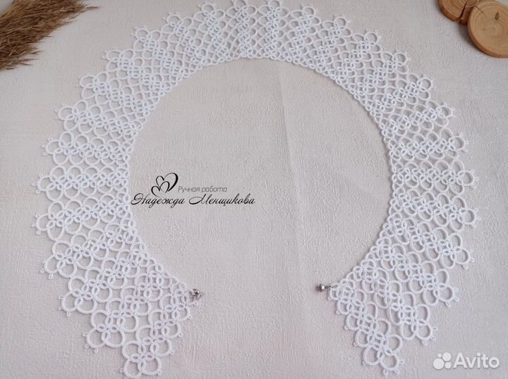 Воротник фриволите ручной работы