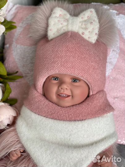 Детская зимняя шапочка кашемир на флисе