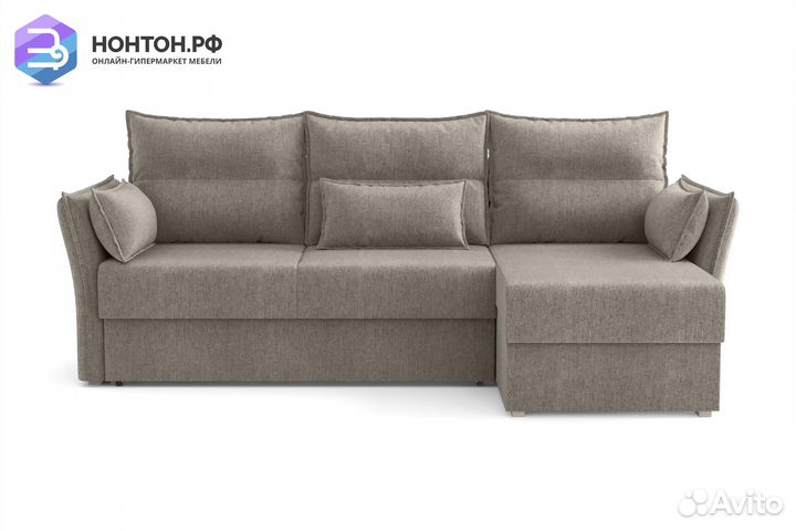 Диван угловой еврокнижка Бруклин серо-бежевый