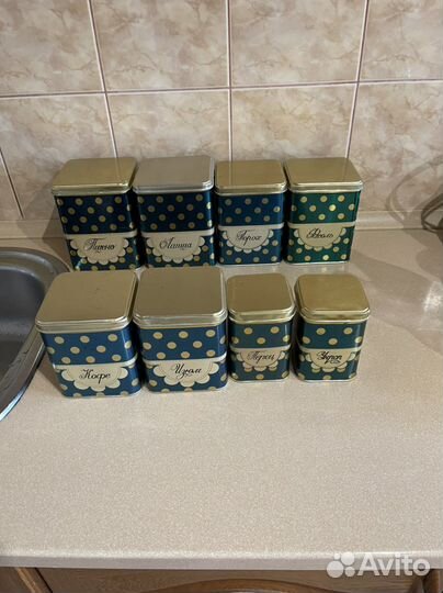 Жестяные банки СССР 2 набора по 4 шт